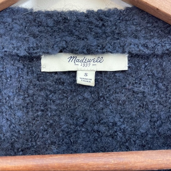 MADEWELL Boucle Wool and Alpaca Blend Blue and Gray Two Button Cardigan - Picture 14 of 15